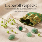 [KI] Silberring mit grüner Onyx und Geschenkbeutel aus recyceltem Sari