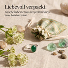 [KI] Silberring mit grüner Onyx und Geschenkbeutel aus recyceltem Sari
