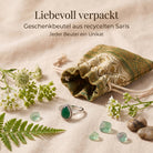 [KI] Silberring mit grüner Onyx und Geschenkbeutel aus recyceltem Sari