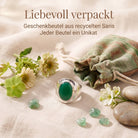 [KI] Silberring mit grüner Onyx und Geschenkbeutel aus recyceltem Sari