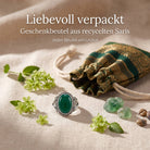 [KI] Silberring mit grüner Onyx und Geschenkbeutel aus recyceltem Sari