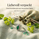 [KI] Silberring mit grüner Onyx und Geschenkbeutel aus recyceltem Sari